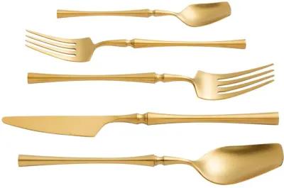 Millie Brushed Gold Stainless Steel Flatware - Set of 5 Pieces - Service for 1