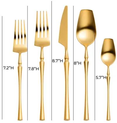 Millie Brushed Gold Stainless Steel Flatware - Set of 5 Pieces - Service for 1