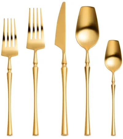 Millie Brushed Gold Stainless Steel Flatware - Set of 5 Pieces - Service for 1