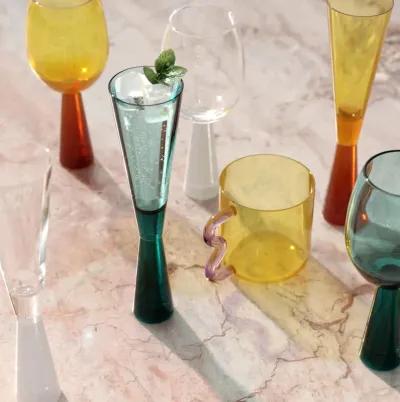 Flute Green Champagne Glasses - Set of 4