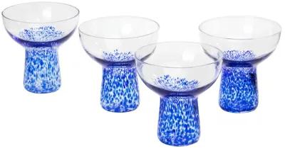 Dottie Blue Dots Handblown Cocktail Glass - Set of 4