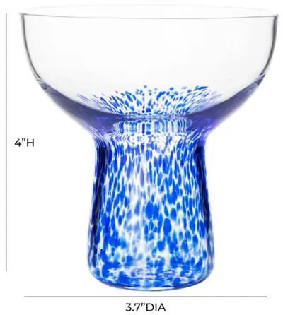 Dottie Blue Dots Handblown Cocktail Glass - Set of 4