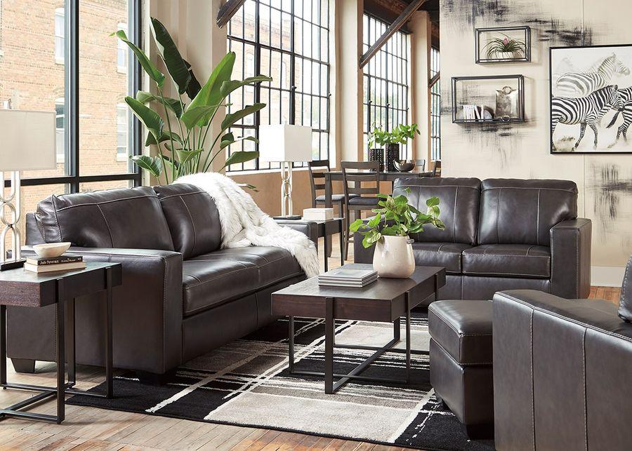 Harland Gray Leather Loveseat