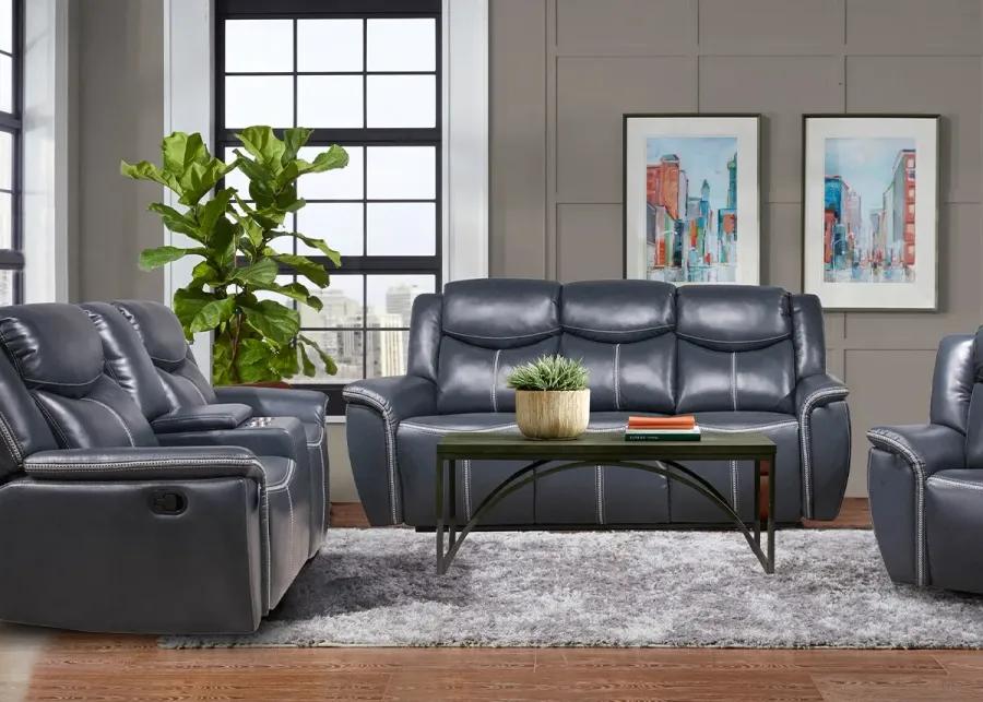 Audra Blue Power Reclining Console Loveseat