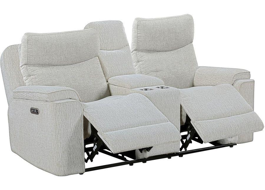 Violette White Power Reclining Console Loveseat W/ Power Headrests