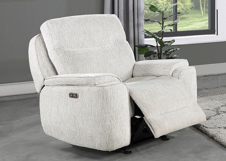 Violette White Power Recliner W/ Power Headrest