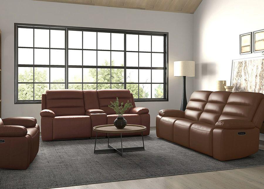 Duke Brown Leather Power Reclining Sofa W/ Power Headrests