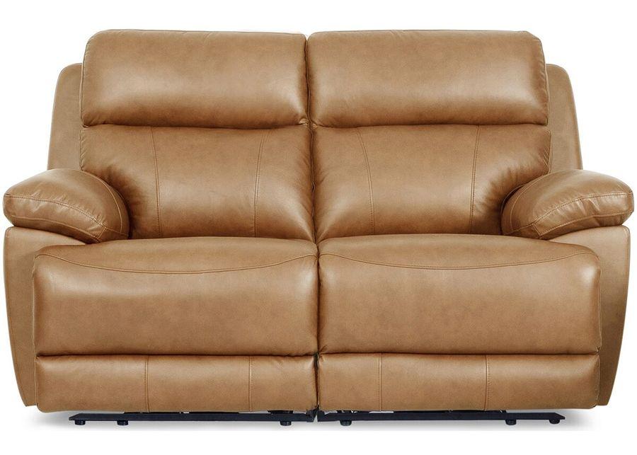 Joliet Tan Leather Power Reclining Loveseat