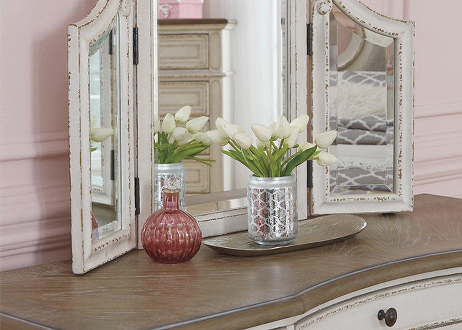 Westbrook White Vanity Mirror W/ Stool