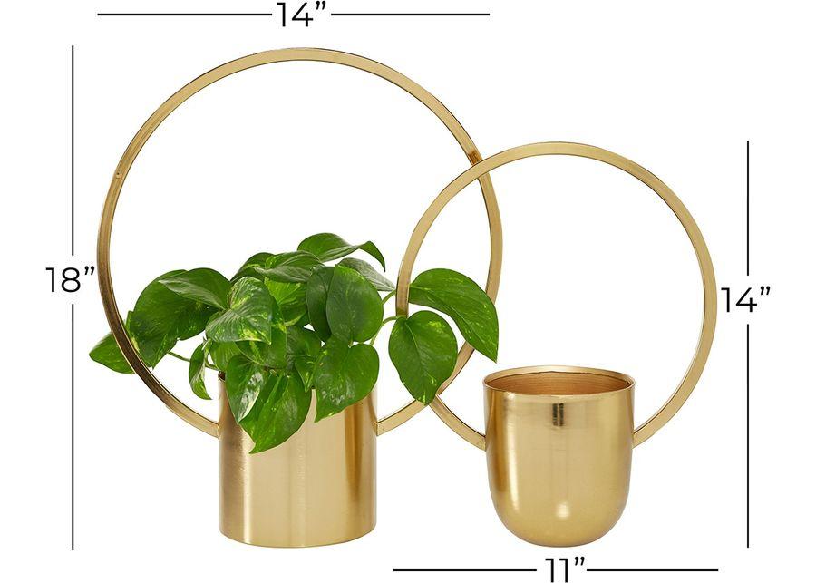 Set of 2 Veronica Gold Wall Planters