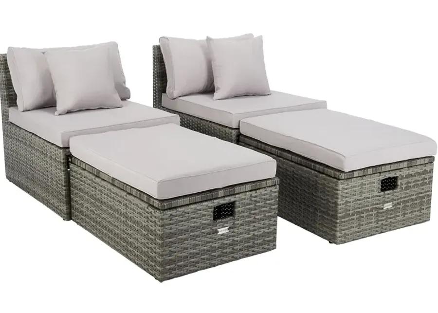 Valeria Gray 4 Pc. Outdoor Conversation Set W/ Gray Cushions & Ottomans