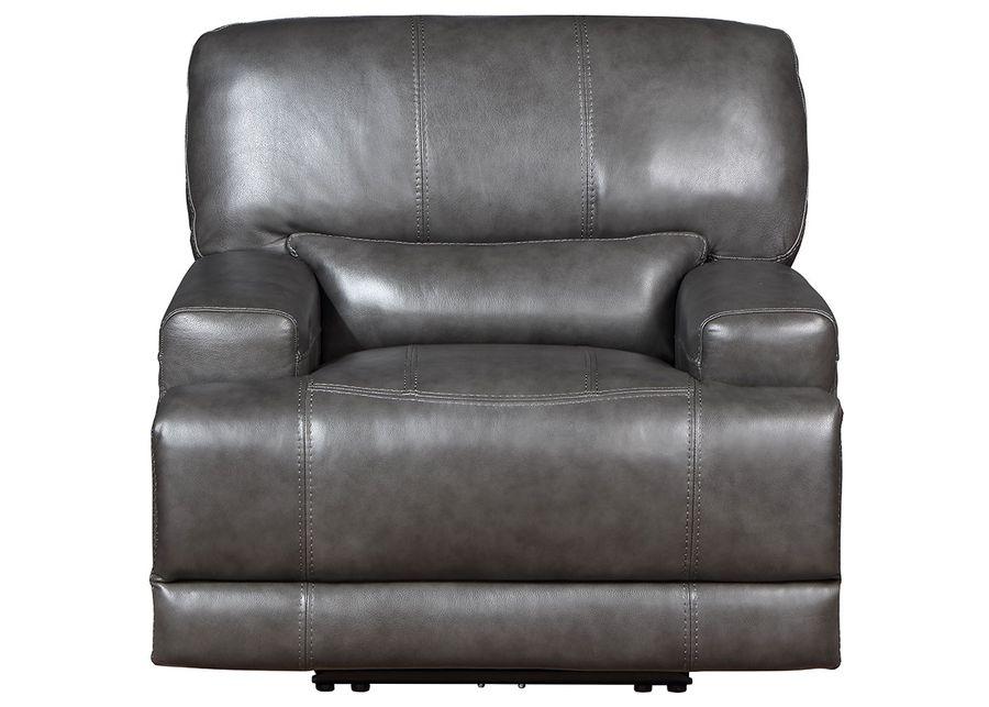 Bowery Charcoal Leather 3 Pc. Power Living Room