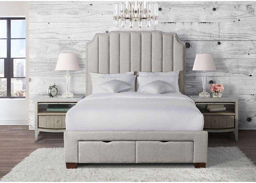 Emory Gray Queen Upholstered Storage Bed