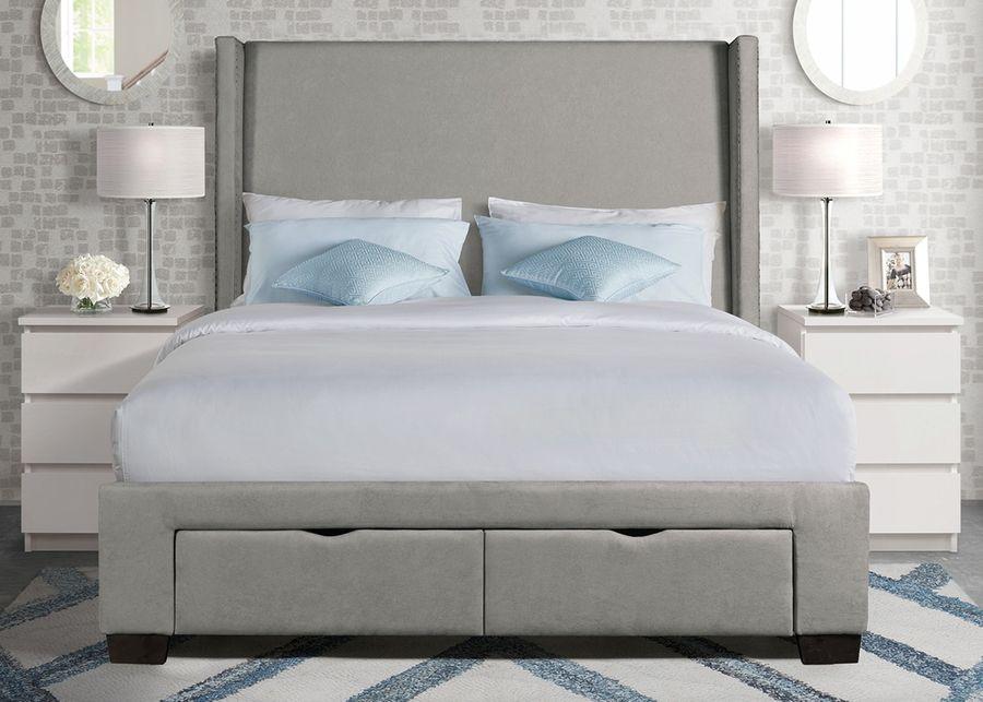 Kiara Gray King Upholstered Storage Bed