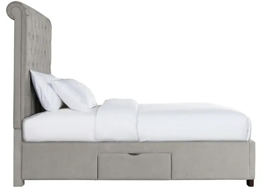 Marbella Gray Queen Upholstered Storage Bed