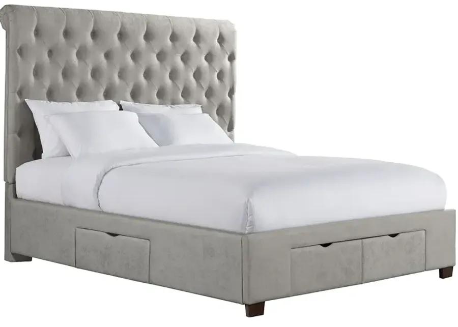 Marbella Gray King Upholstered Storage Bed