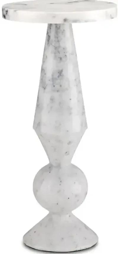 Quince White Marble Accent Table