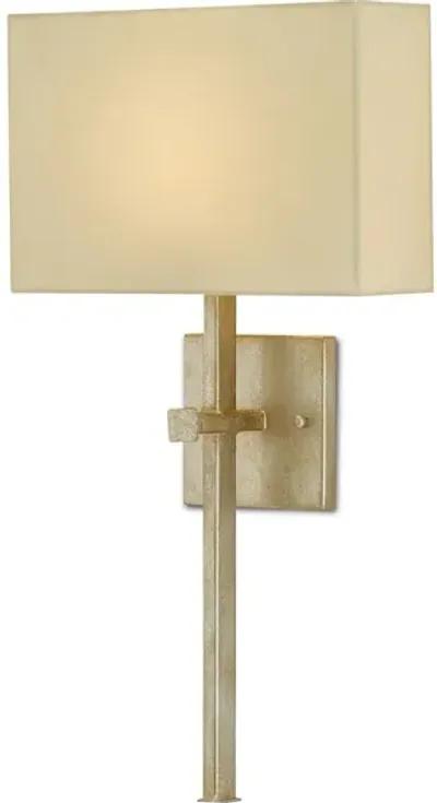 Ashdown Silver Wall Sconce, White Shade