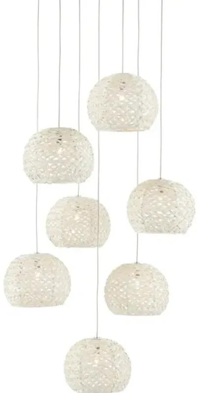 Piero White 7-Light Round Multi-Drop Pendant