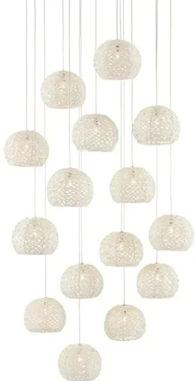 Piero White 15-Light Round Multi-Drop Pendant