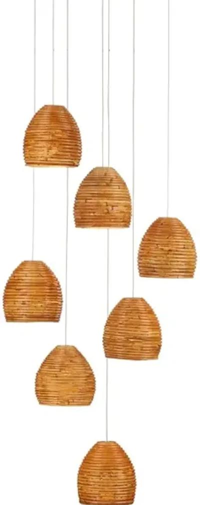 Beehive 7-Light Round Multi-Drop Pendant