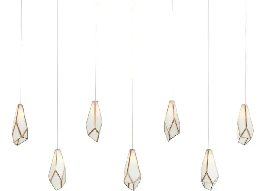 Glace White 7-Light Linear Multi-Drop Pendant