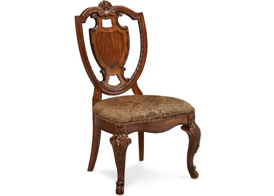 Old World Shield Bk Side Chair With Fabric