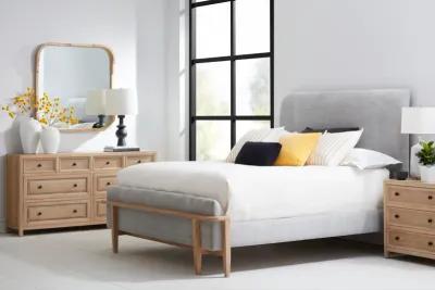 Post-5/0 Upholstered Panel Queen Bed