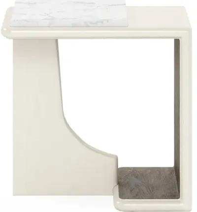 Blanc Chairside Table Marble Top