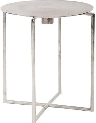 Raw Silver Spiral Top Accent Table