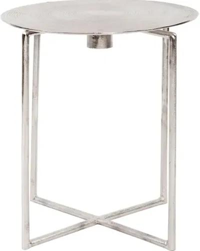 Raw Silver Spiral Top Accent Table