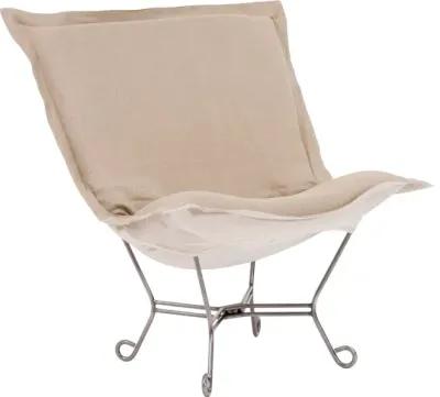 Scroll Puff Chair Linen Slub Natural Titanium Frame