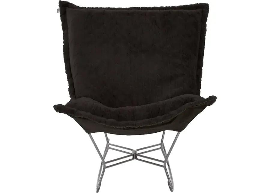 Scroll Puff Rocker Angora Ebony