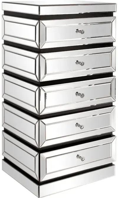 5-Tiered Mirrored Tower with Drawers