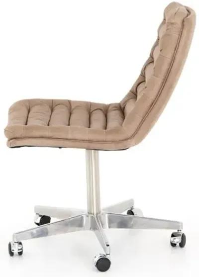 Malibu Leather Desk Chair - Natural Wash Mushroom