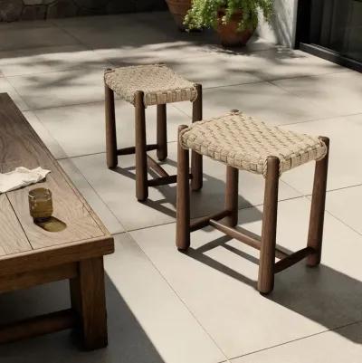 Savio Outdoor Accent Stool in Twisted Vintage White