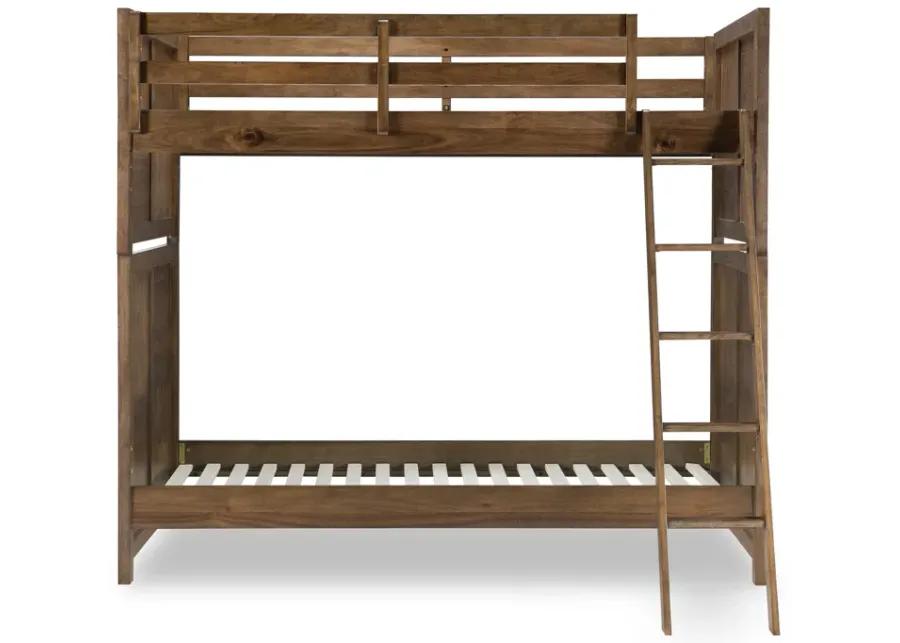 Summer Camp Brown Complete Twin Over Twin Bunk Bed Brown Finish