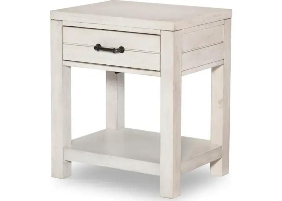 Summer Camp Gray Open Night Stand White Finish