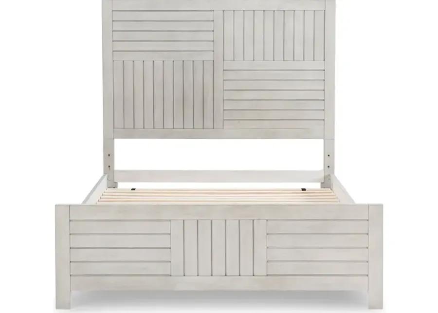 Summer Camp Gray Complete Panel Bed, Full 4/6 White Finish