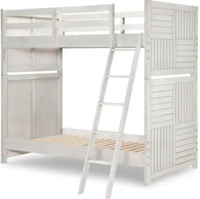 Summer Camp Gray Complete Twin Over Twin Bunk Bed White Finish