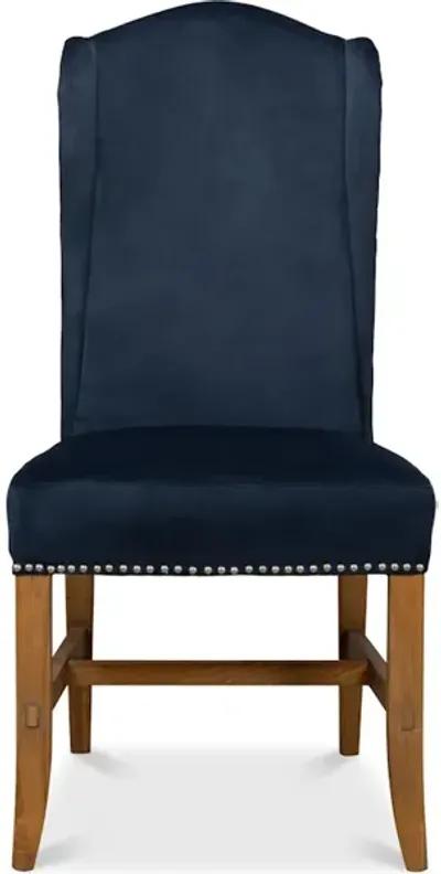 High Back Dining Chair Blue Velvet