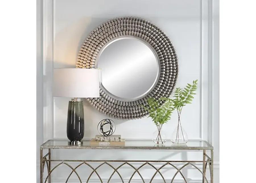 Portside Round Gray Mirror