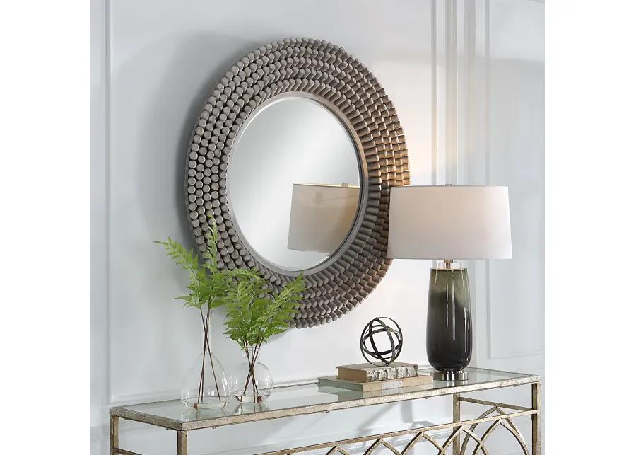 Portside Round Gray Mirror