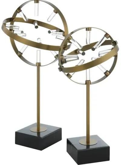 Realm Spherical Brass Sculptures, Set Of 2