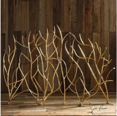 Gold Branches Decorative Fireplace Screen