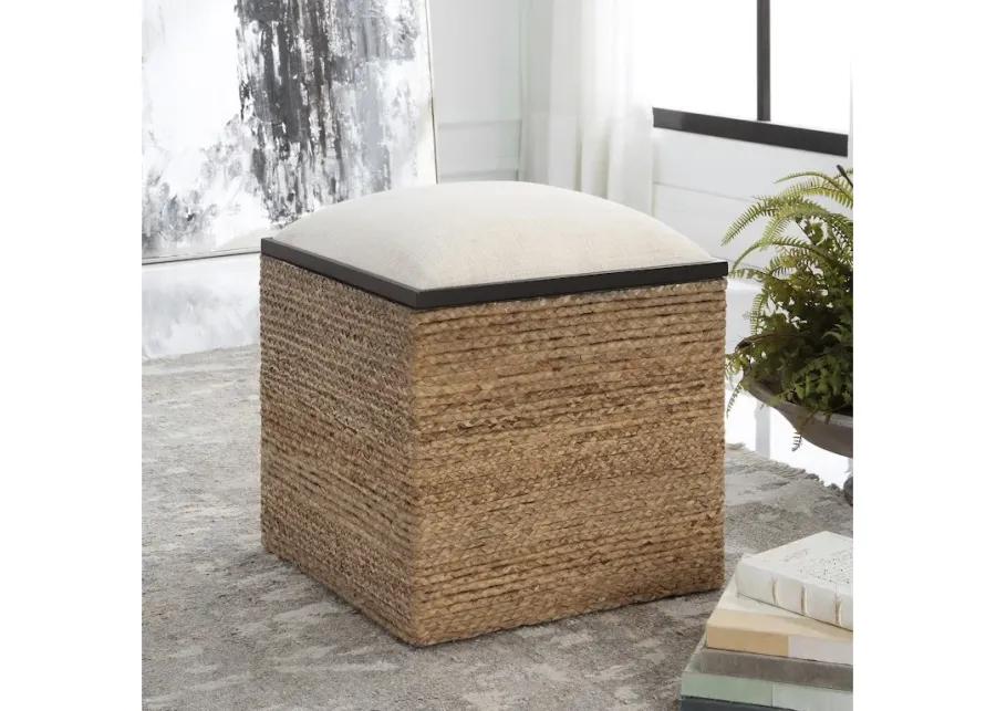 Island Square Straw Accent Stool