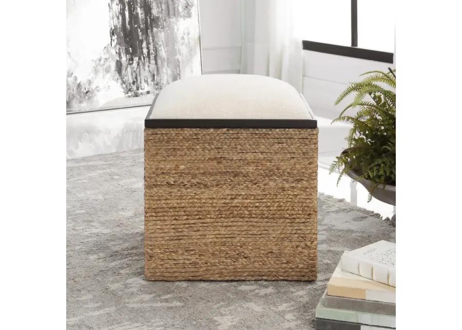 Island Square Straw Accent Stool