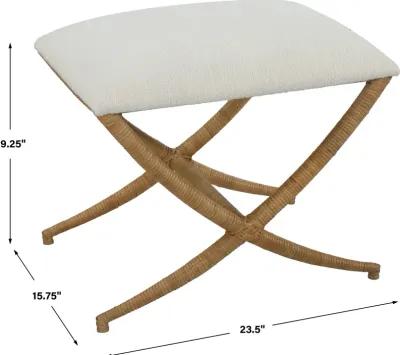 Expedition White Fabric Small Bench