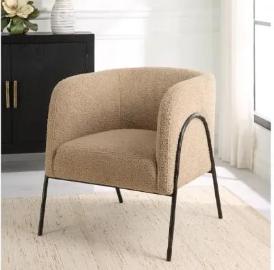 Jacobsen Tan Shearling Barrel Chair