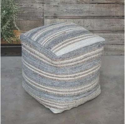 Mesick Handwoven Gray Pouf